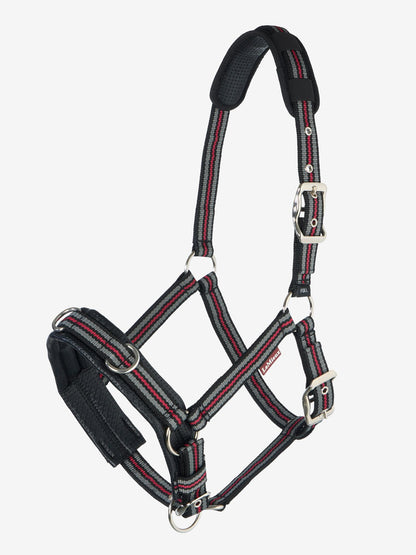 LeMieux black striped horse lunge headcollar with adjustable padding