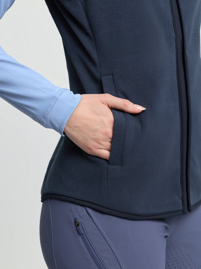 Lemieux Roberta Fleece Gilet Navy - Equiflair equestrian vest with hand in pocket