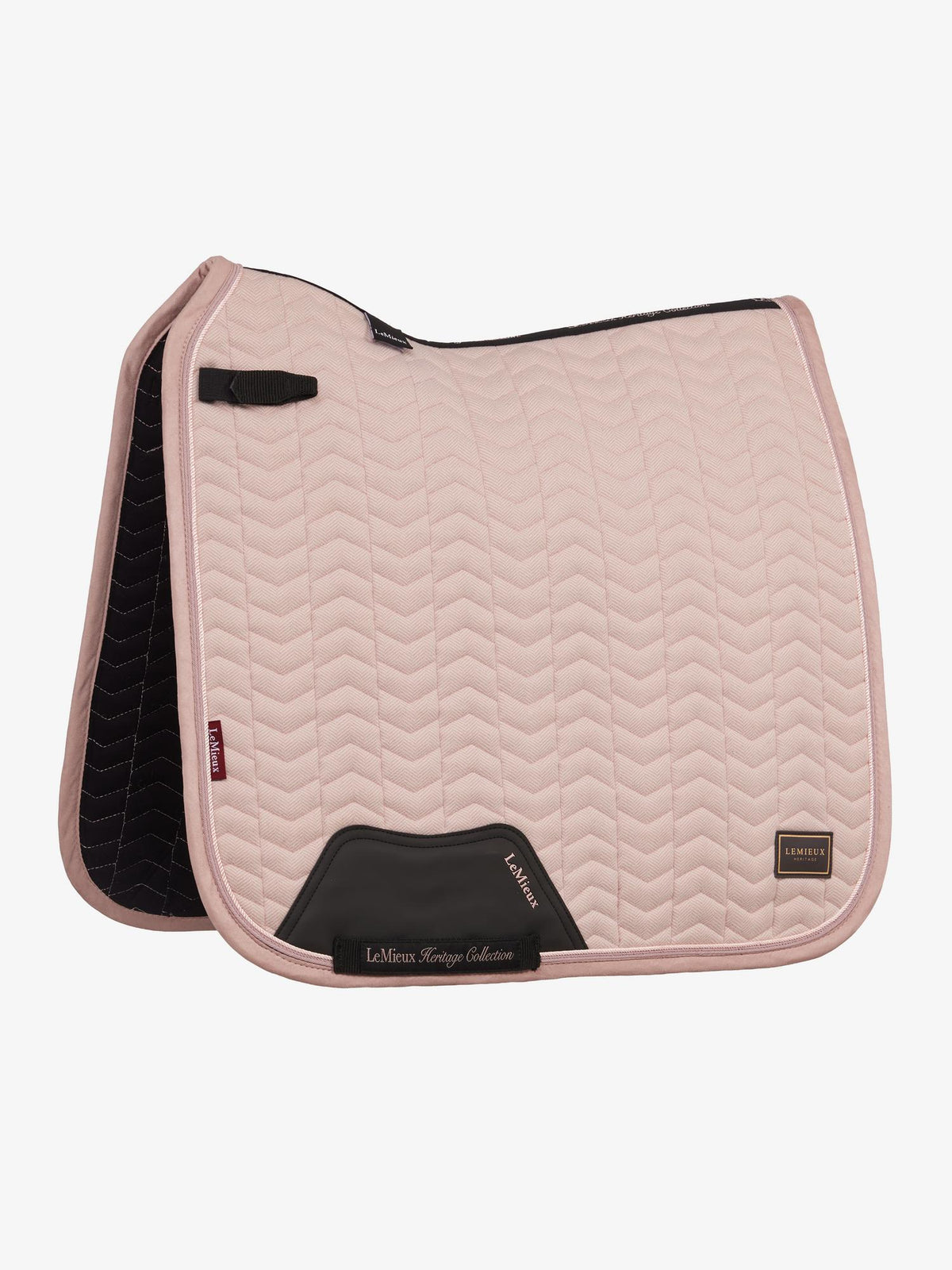 Pink LeMieux Heritage Herringbone Dressage Square Saddle Pad with Chevron Quilting