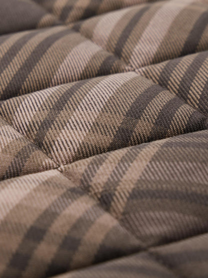 LeMieux Heritage Check Dressage Saddle Pad in Cocoa - Diamond quilted brown plaid fabric.