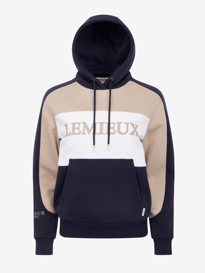 LeMieux Kadie Colour Block Hoodie Navy - Oversized, drawstring hood, embroidered branding