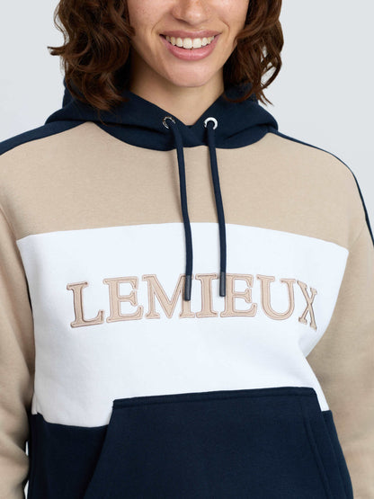 LeMieux Kadie Colour Block Hoodie Navy | Embroidered Logo, Beige & White Panels