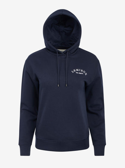 Navy blue LeMieux Luna hoodie with embroidered logo - comfort loungewear for women.