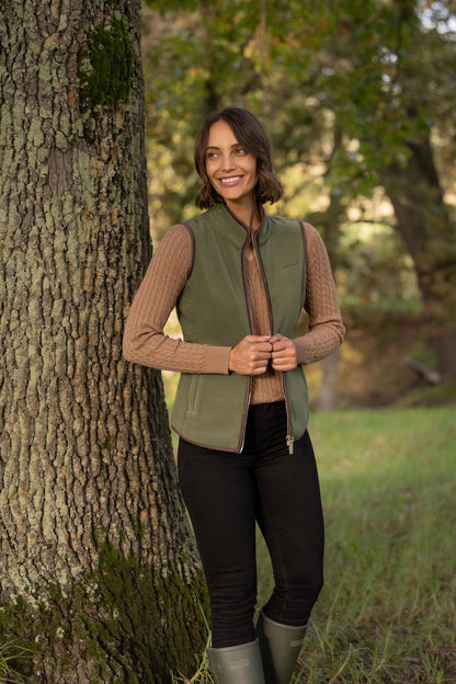 LeMieux Frankie Fleece Gilet Willow Green: Women's country style riding vest.