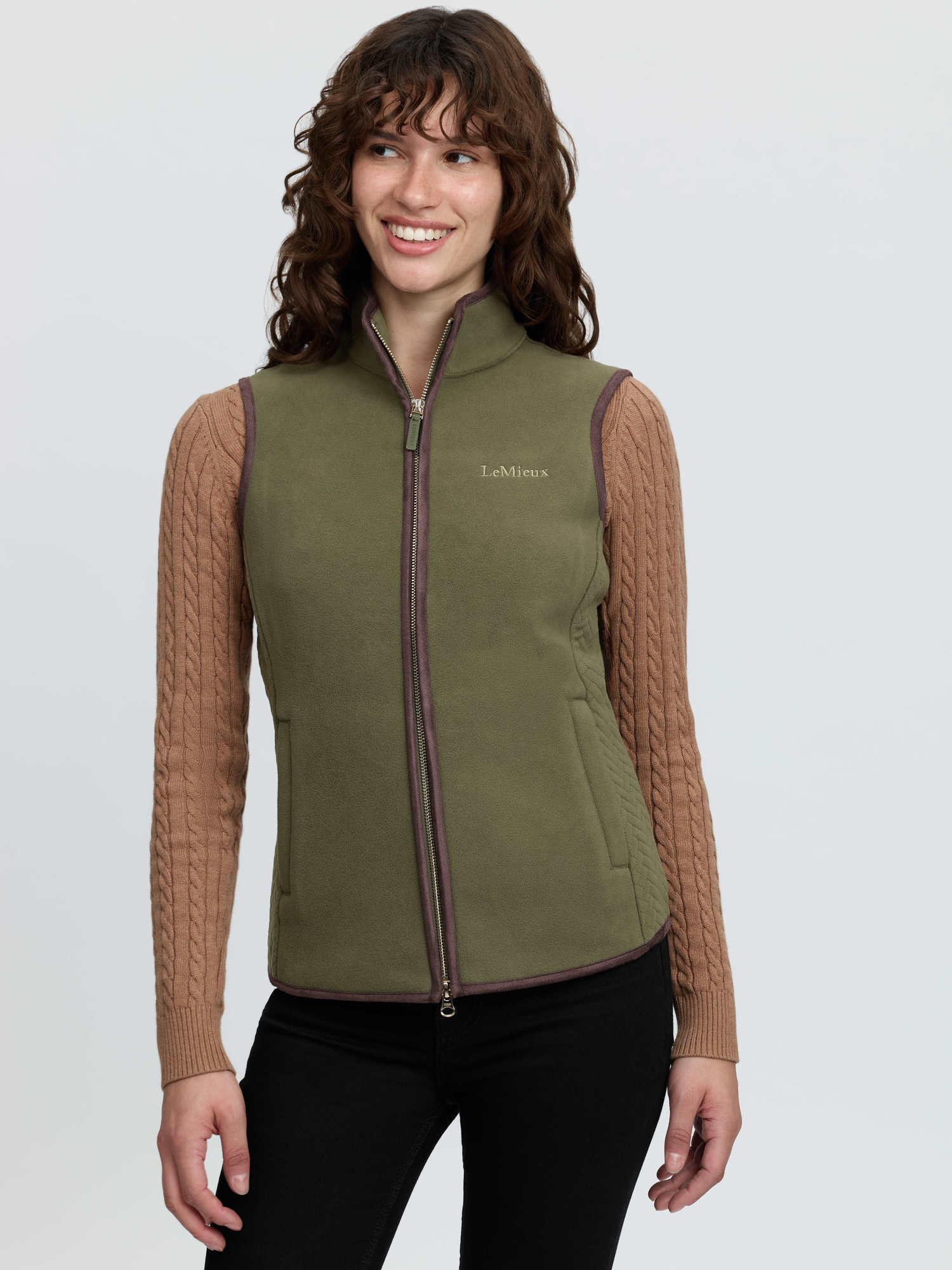 LeMieux Frankie Fleece Gilet in Willow Green - Stylish women's equestrian country wear