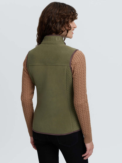 LeMieux Frankie Fleece Gilet Willow Green - Women's Riding Vest with Herringbone Panels