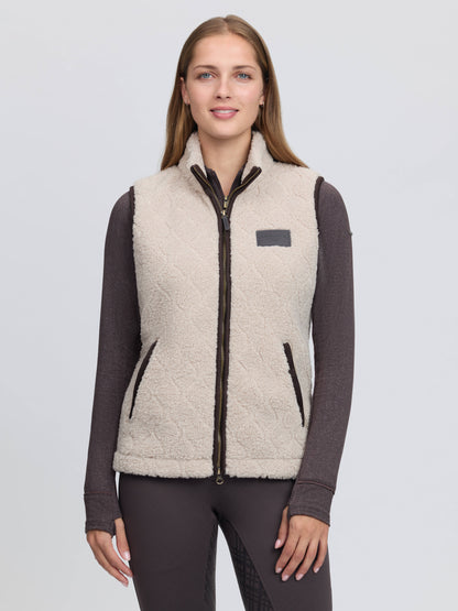 LeMieux Heritage Borg Gilet in stone color - women's equestrian fleece vest with zip.