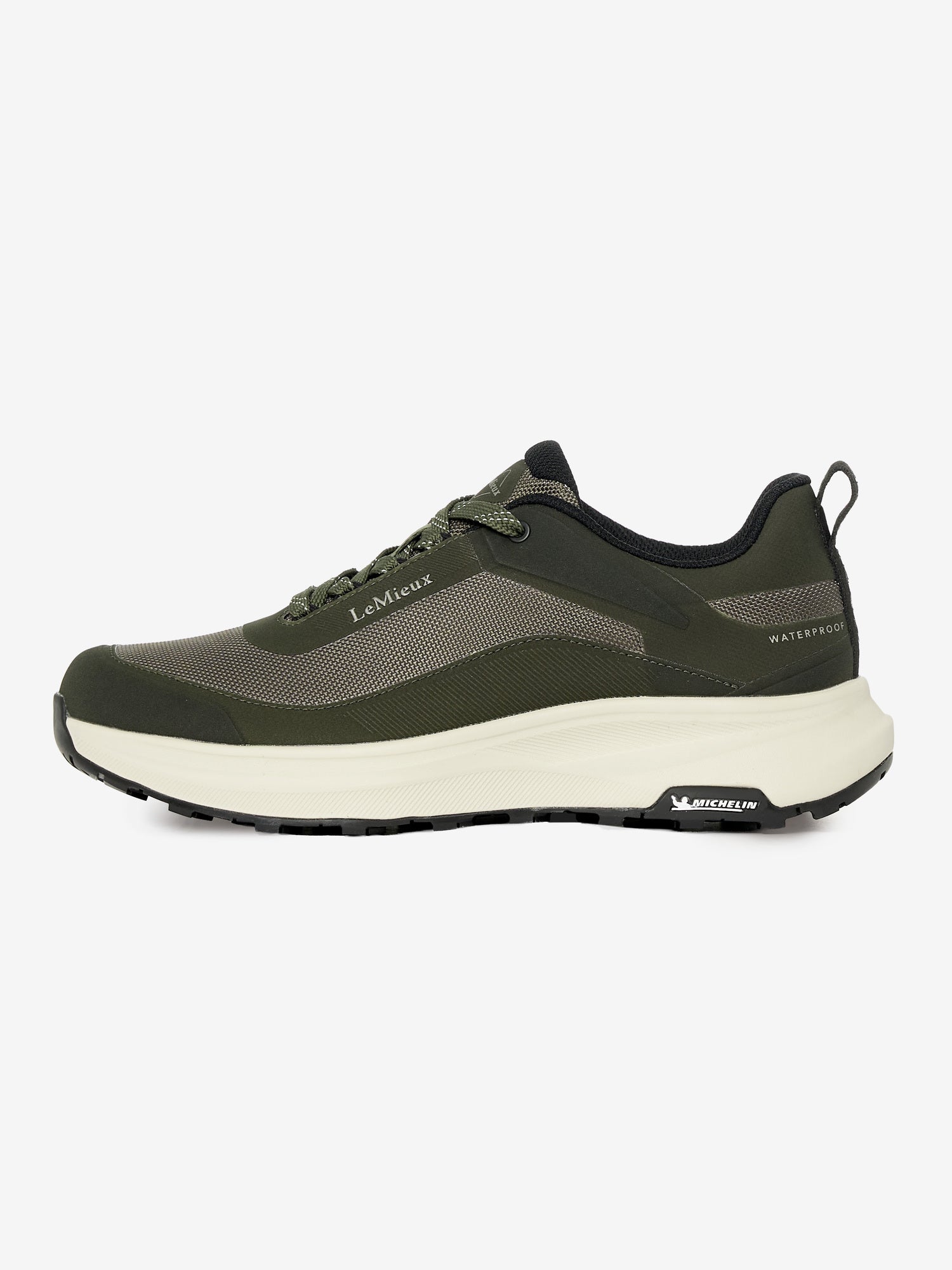 LeMieux Kanta Waterproof Trainers in Olive - Durable, comfortable equestrian footwear with Michelin grip.