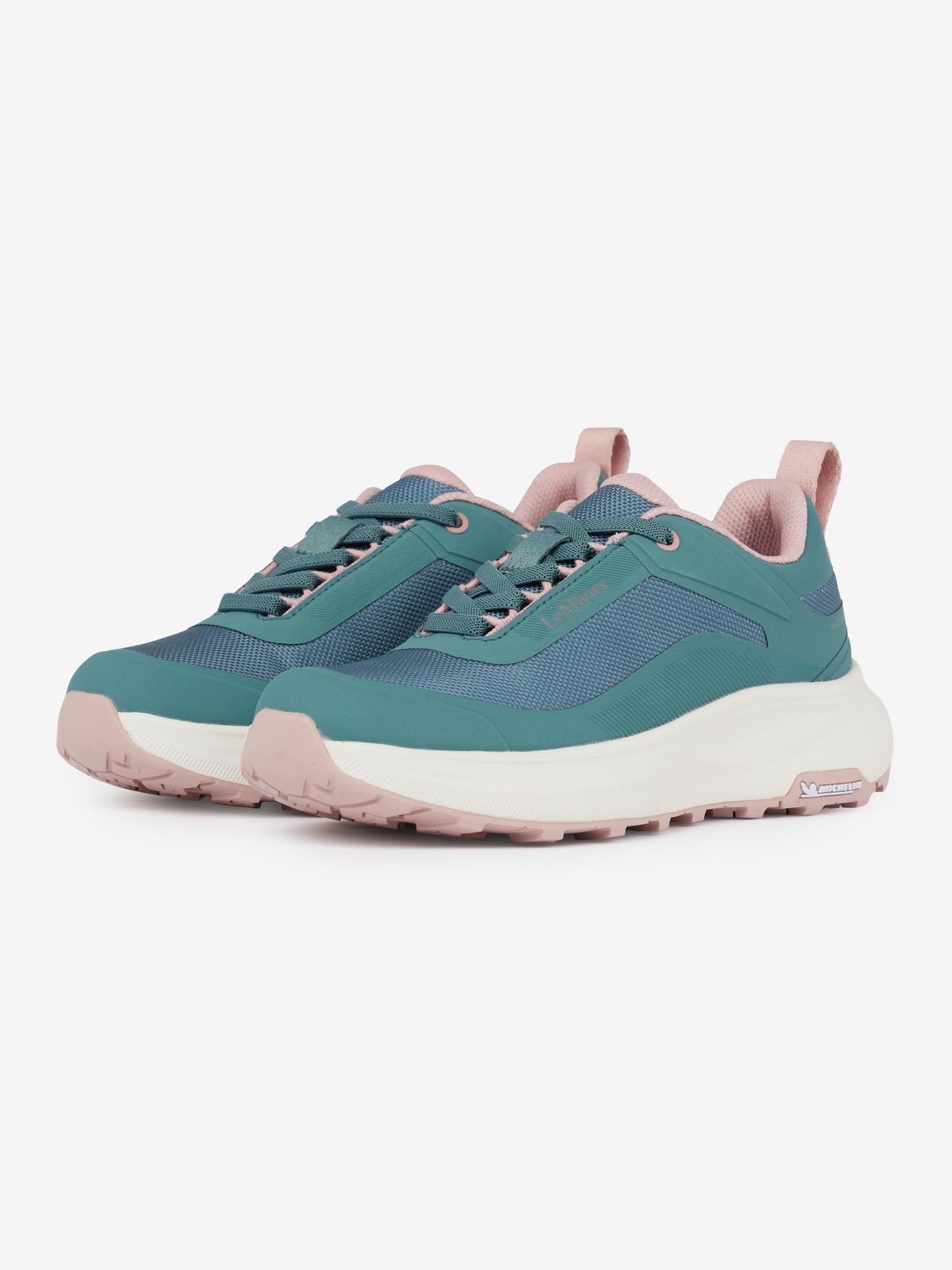 Lemieux Junior Kanta Waterproof Trainers in Aloe Green with Pink Accents - Kids' Sport Shoes