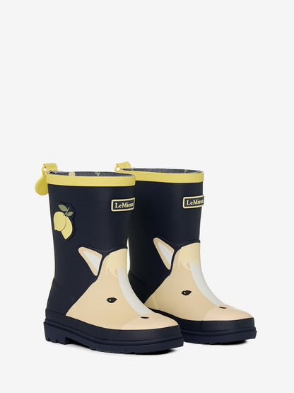 LeMieux Lemon Pony Kids Wellies - Navy Blue Rubber Rain Boots