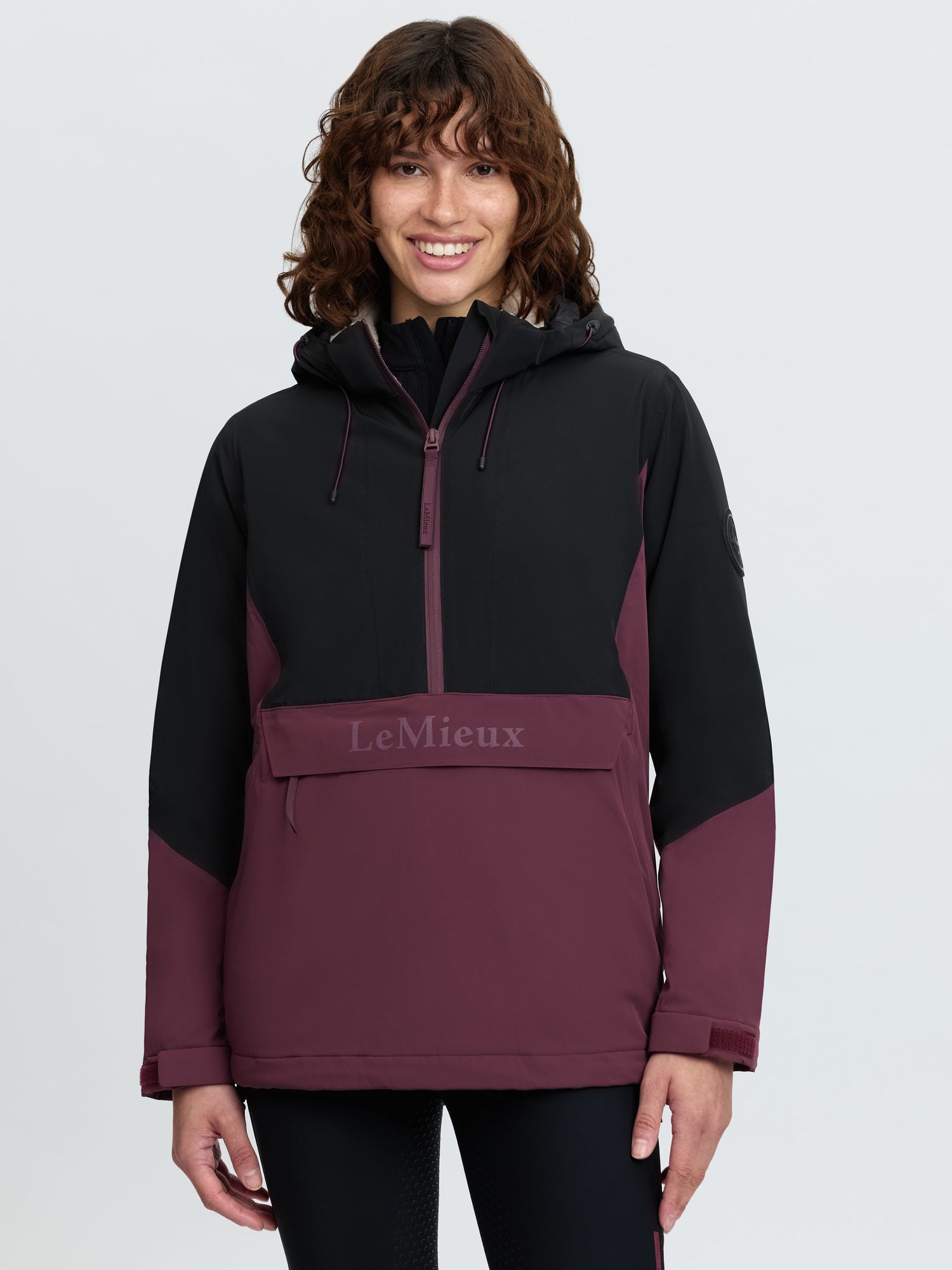 LeMieux Phoebe Half Zip Waterproof Anorak Jacket - Black/Bramble