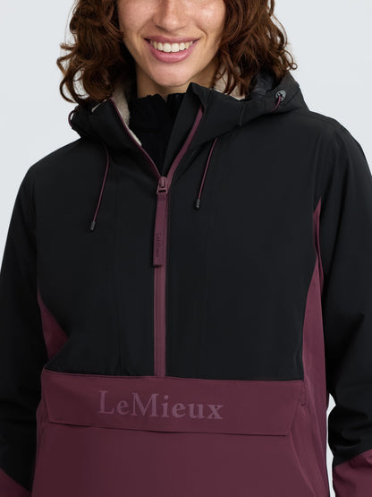 LeMieux Phoebe Anorak waterproof half zip jacket in Black/Bramble