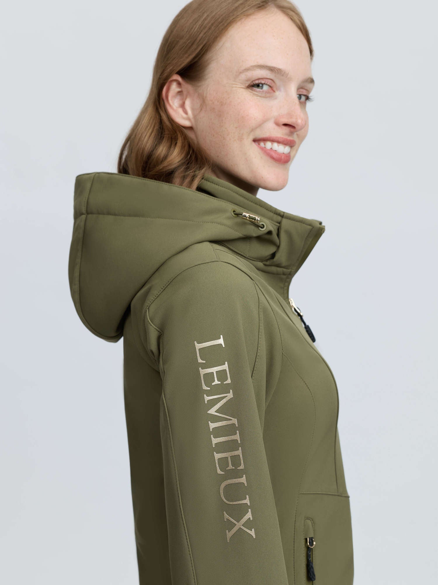 LeMieux Celine Softshell Jacket Willow Green women's water-resistant breathable riding jacket