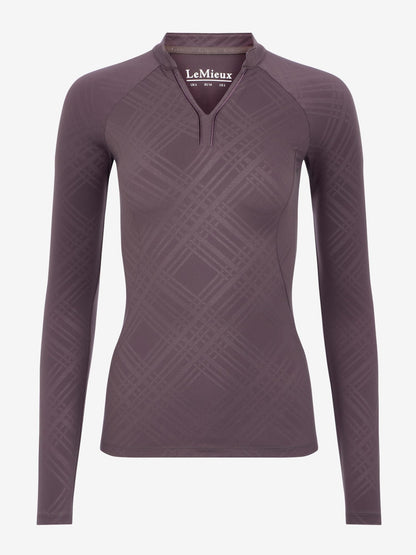 LeMieux Heritage Check Long Sleeve Base Layer Top in Cocoa - Equestrian Riding Shirt