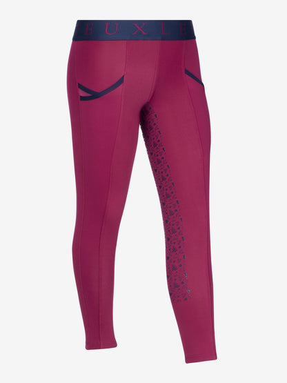 LeMieux Mini Pull On Breeches Blackberry - Kids Burgundy Riding Leggings with Silicone Seat