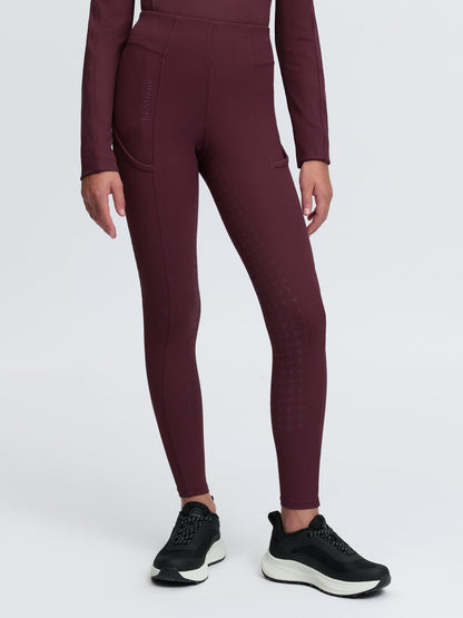 LeMieux Young Rider Orla Ribbed Pull-On Riding Leggings in Bramble