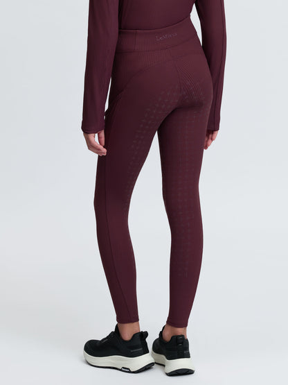 LeMieux Young Rider Orla Ribbed Pull On leggings in Bramble - Full seat grip