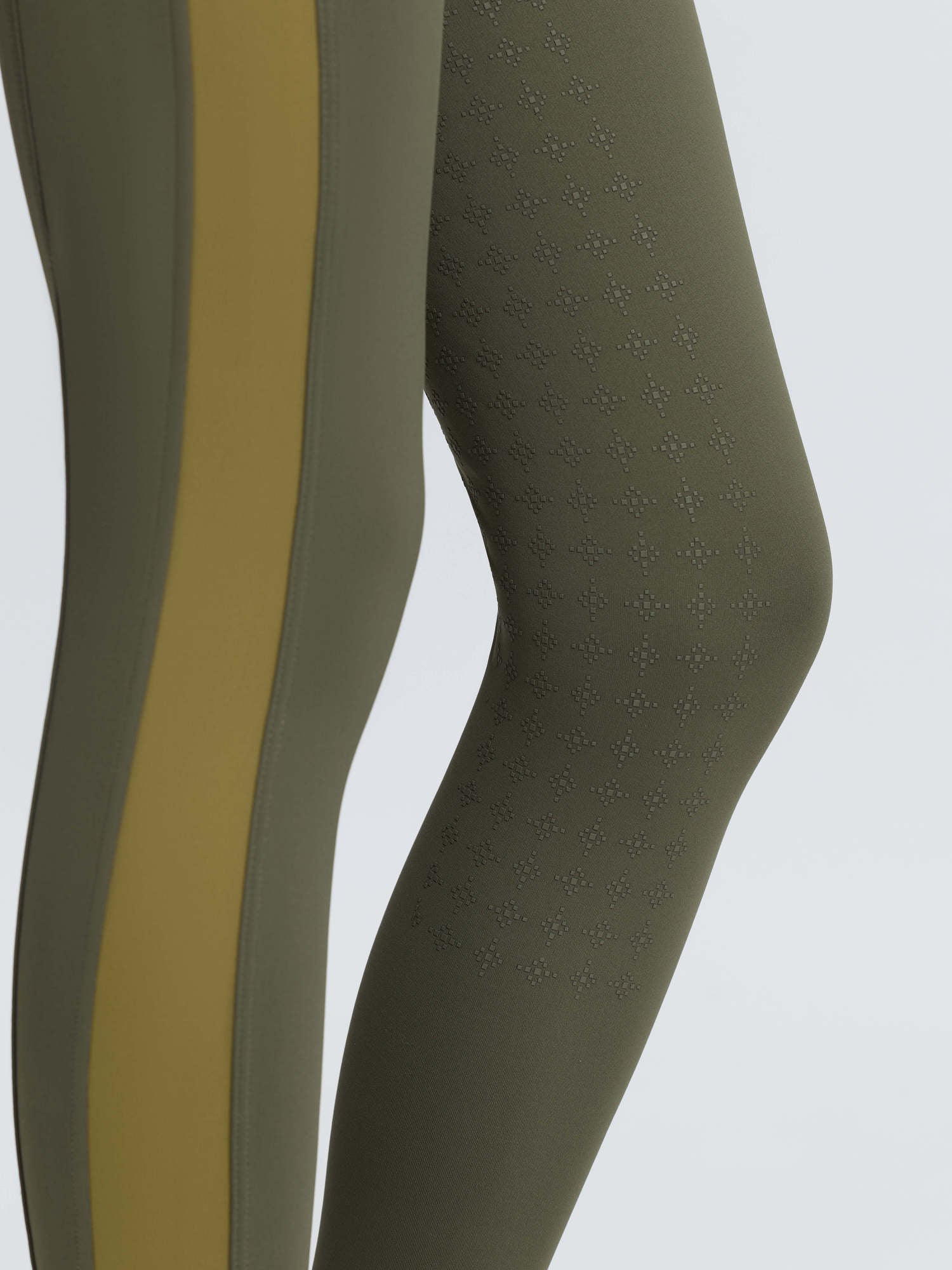 LeMieux Young Rider Orla Pull Ons in Willow Green - Seamless equestrian leggings with phone pocket.