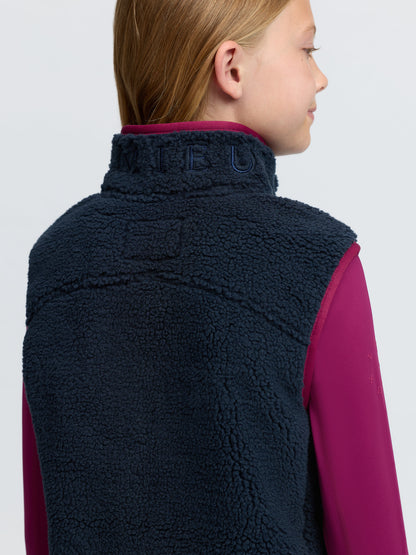 LeMieux Young Rider Trinity Teddy Gilet Navy - Borg fleece vest with contrast trim