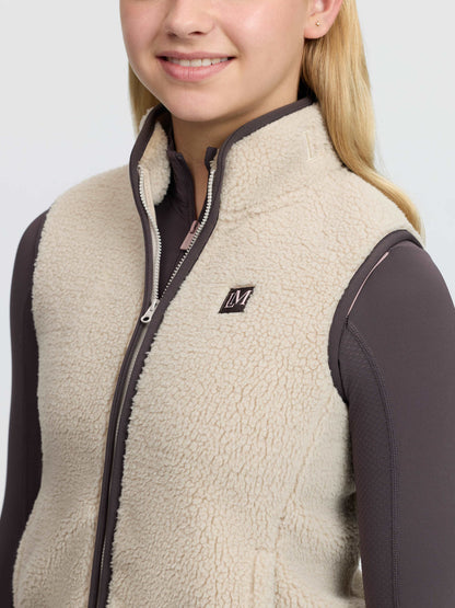 LeMieux Young Rider Stone Teddy Fleece Gilet with contrast trim and two-way zip