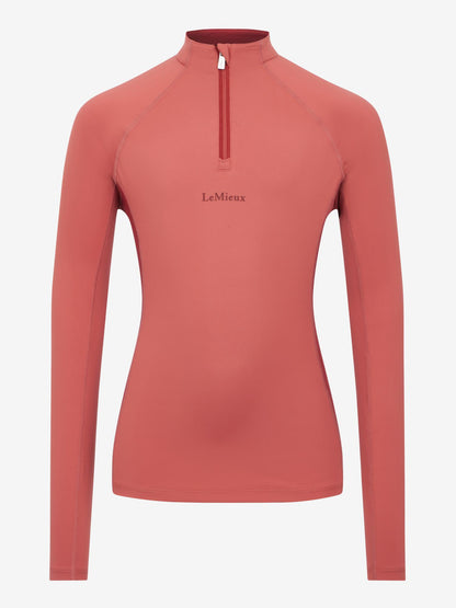 LeMieux Young Rider Classique Base Layer - Spiced Earth Long Sleeve Quarter Zip Top