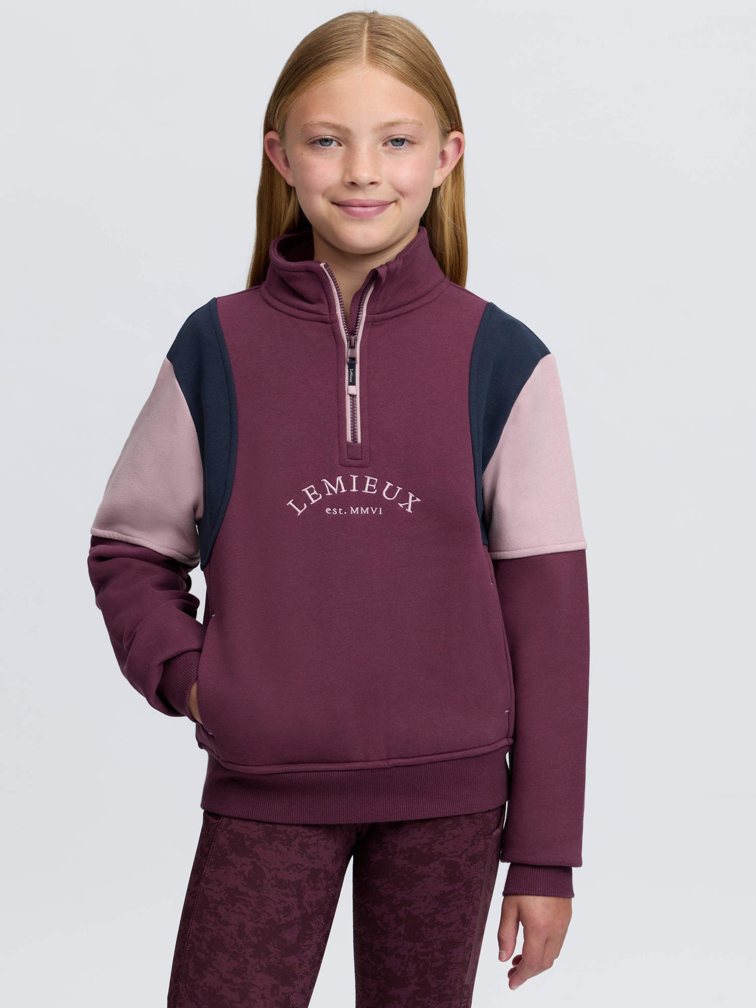 LeMieux Young Rider Viola Quarter Zip Sweat Bramble
