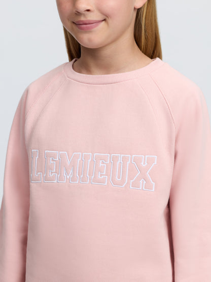 LeMieux Young Rider Shay Varsity Crew Petal Pink Sweatshirt with Embroidered Logo
