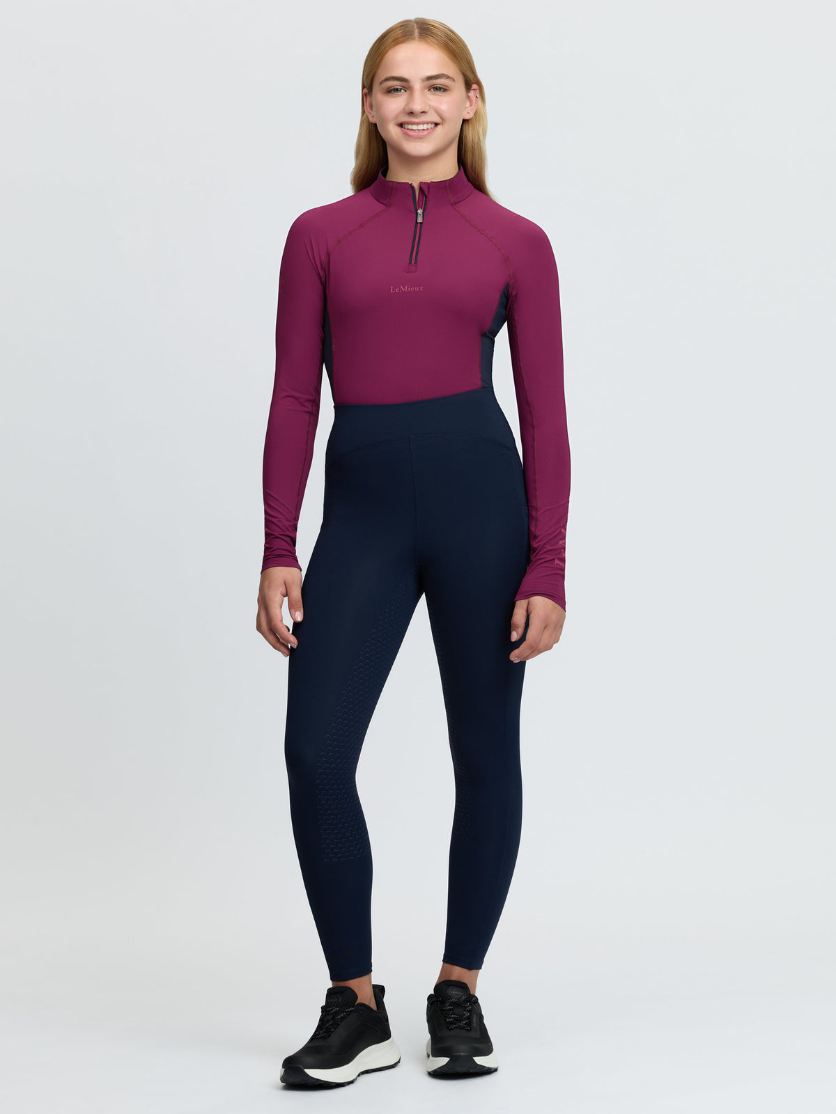 Young Rider Navy Thermal Riding Leggings with Silicone Seat by LeMieux