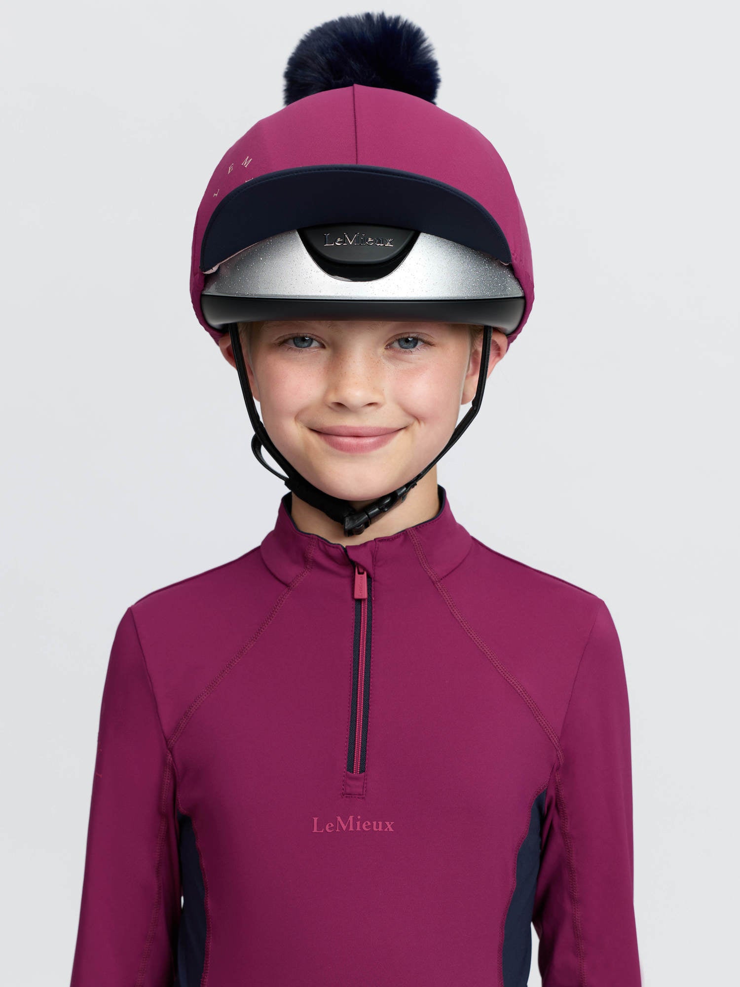 LeMieux Classique Pom Hat Silk Blackberry