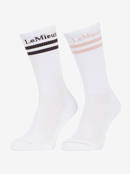 LeMieux High Crew Socks 2 Pack White