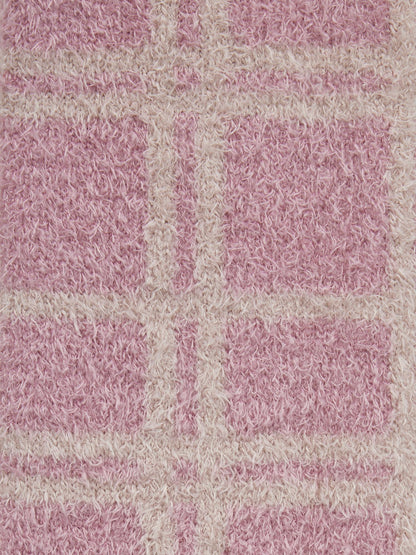 Pink and white fluffy Heritage check pattern textile, LEMIEUX FLUFFIES WILD ROSE