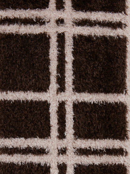 Lemieux Heritage Check Fluffies Cocoa plaid fluffy socks - warm, cosy, and perfect for equestrian or loungewear.