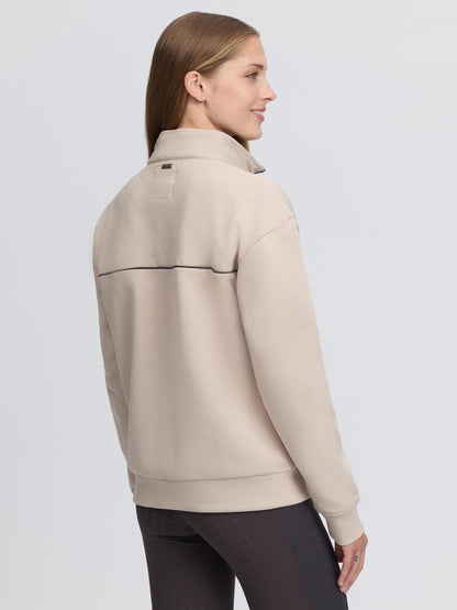 LeMieux Heritage Quarter Zip Sweat Stone: Women's equestrian apparel with diamond quilted chest and contrast panel.