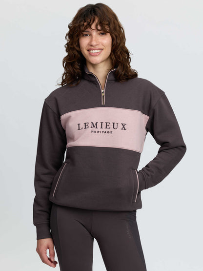 LeMieux Heritage Quarter Zip Sweat in Cocoa - Women's equestrian fashion sweatshirt