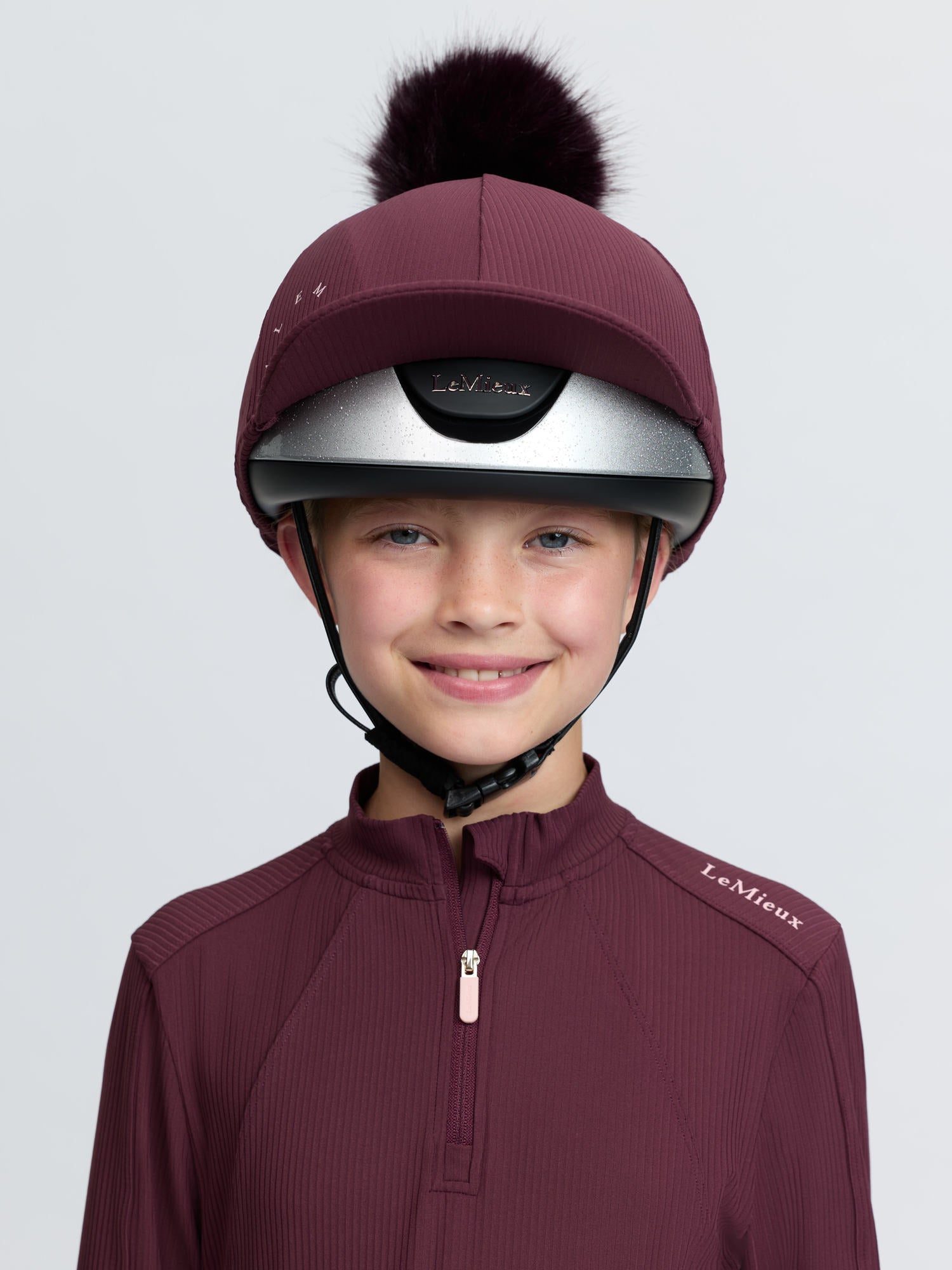 LeMieux Ribbed Hat Silk Bramble