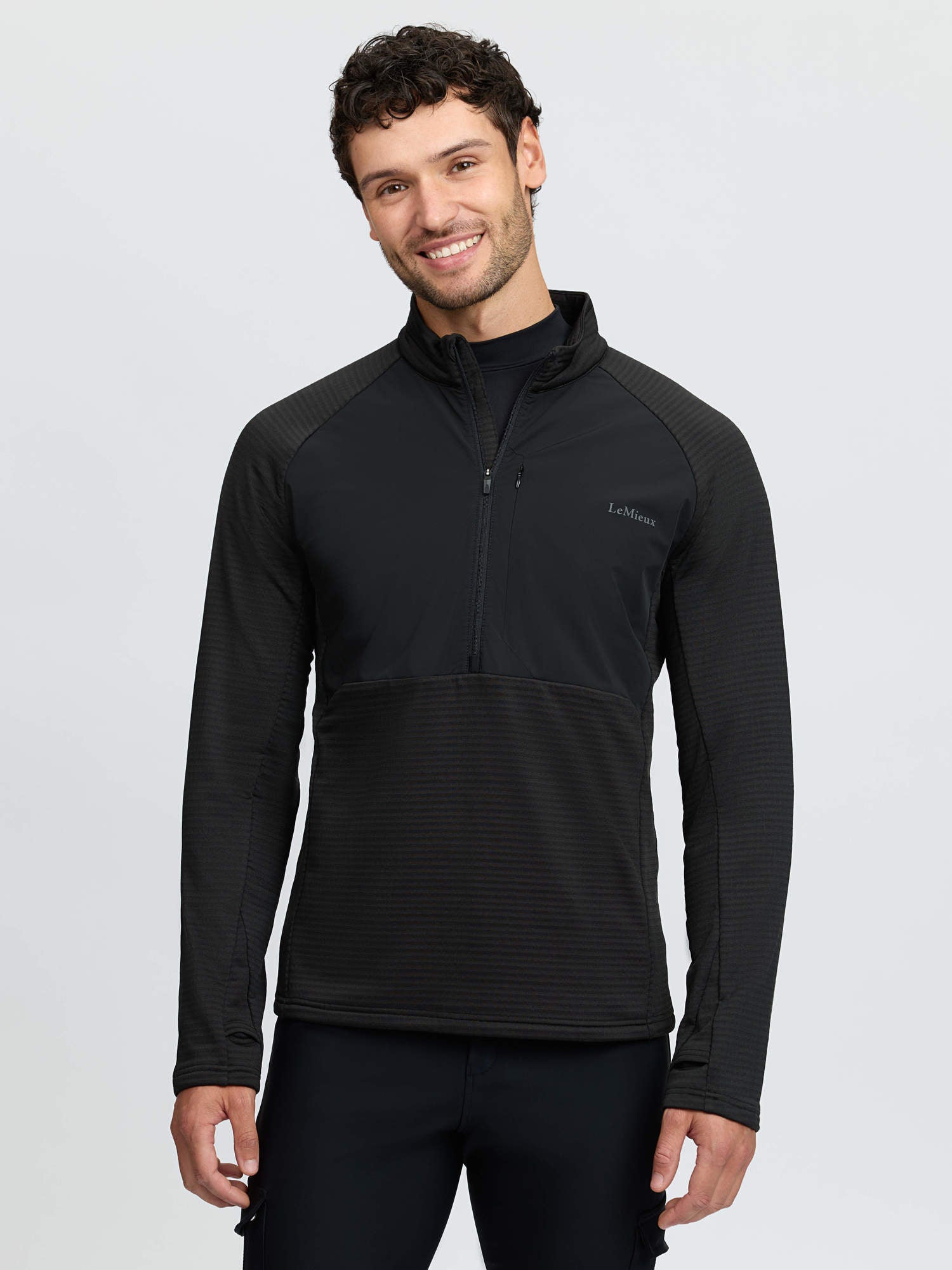 LeMieux Mens Quarter Zip Mid Layer Black