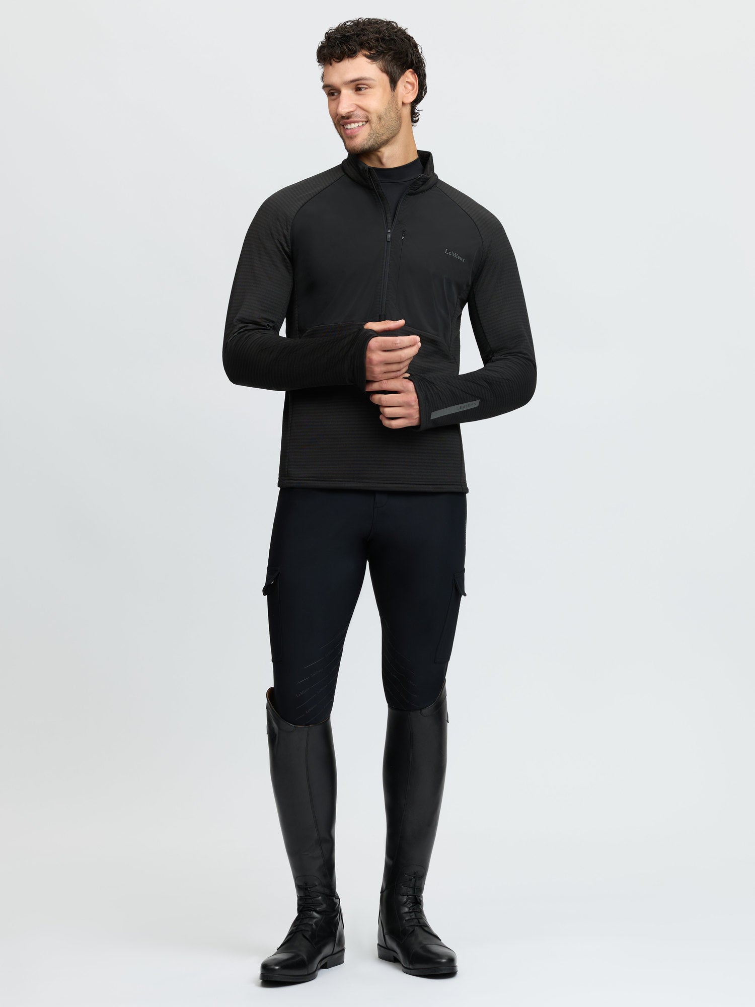 LeMieux Mens Quarter Zip Mid Layer Black
