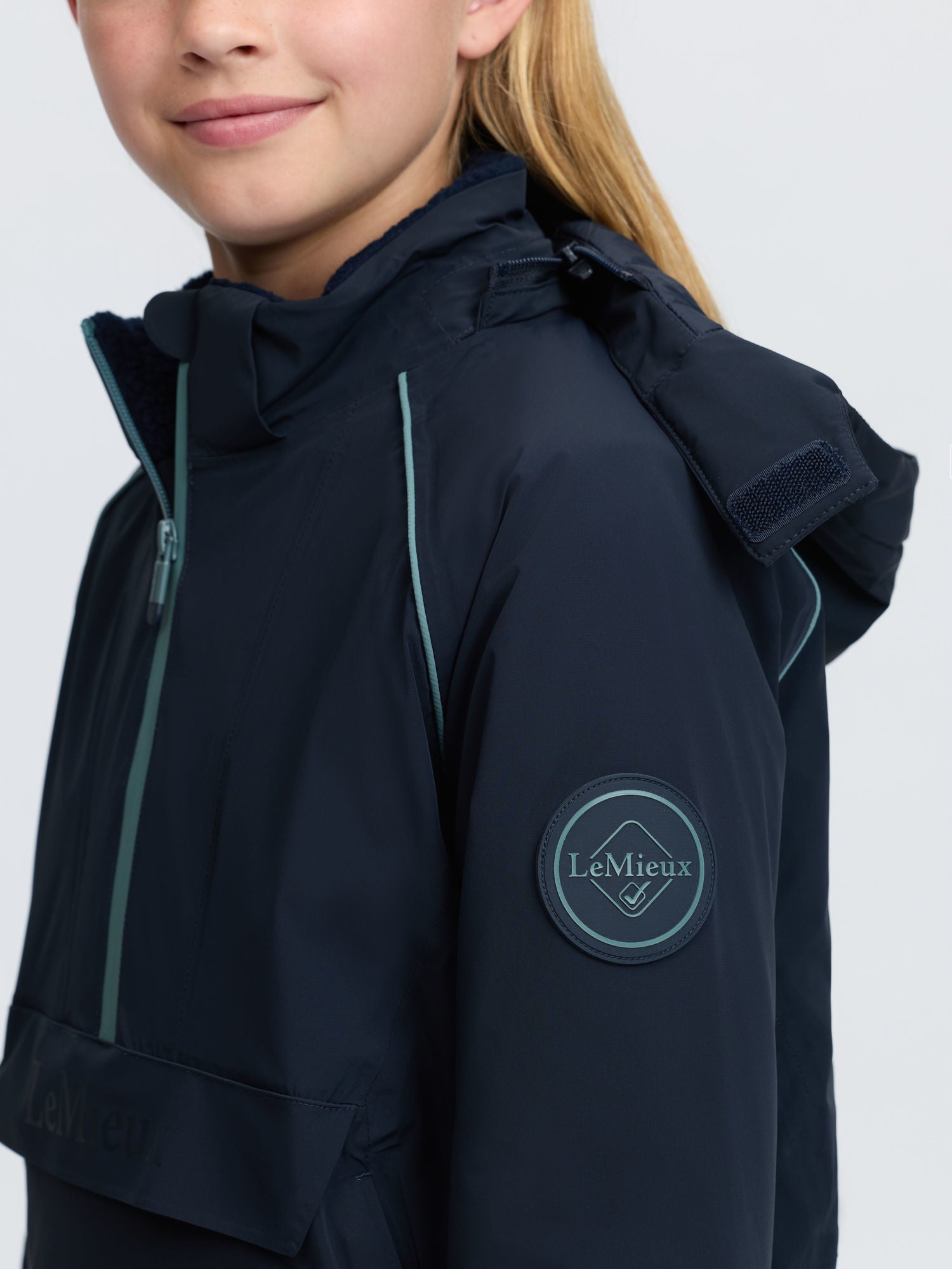 LeMieux Young Rider Bailey Waterproof Anorak Navy for kids | Stylish fleece-lined waterproof jacket