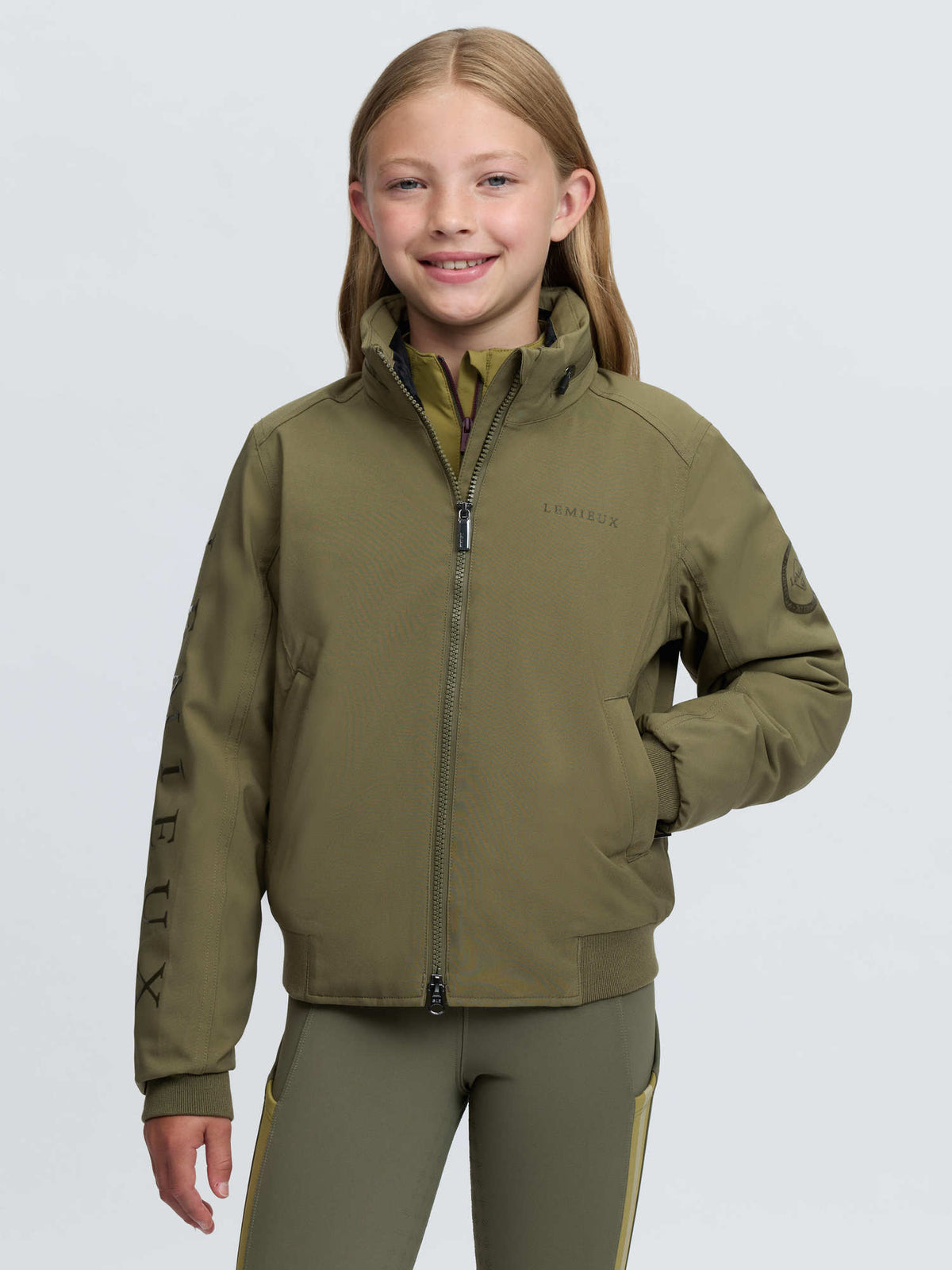 LEMILIEUX Young Rider Clarissa Crew Jacket in Willow Green - Equestrian Team Wear