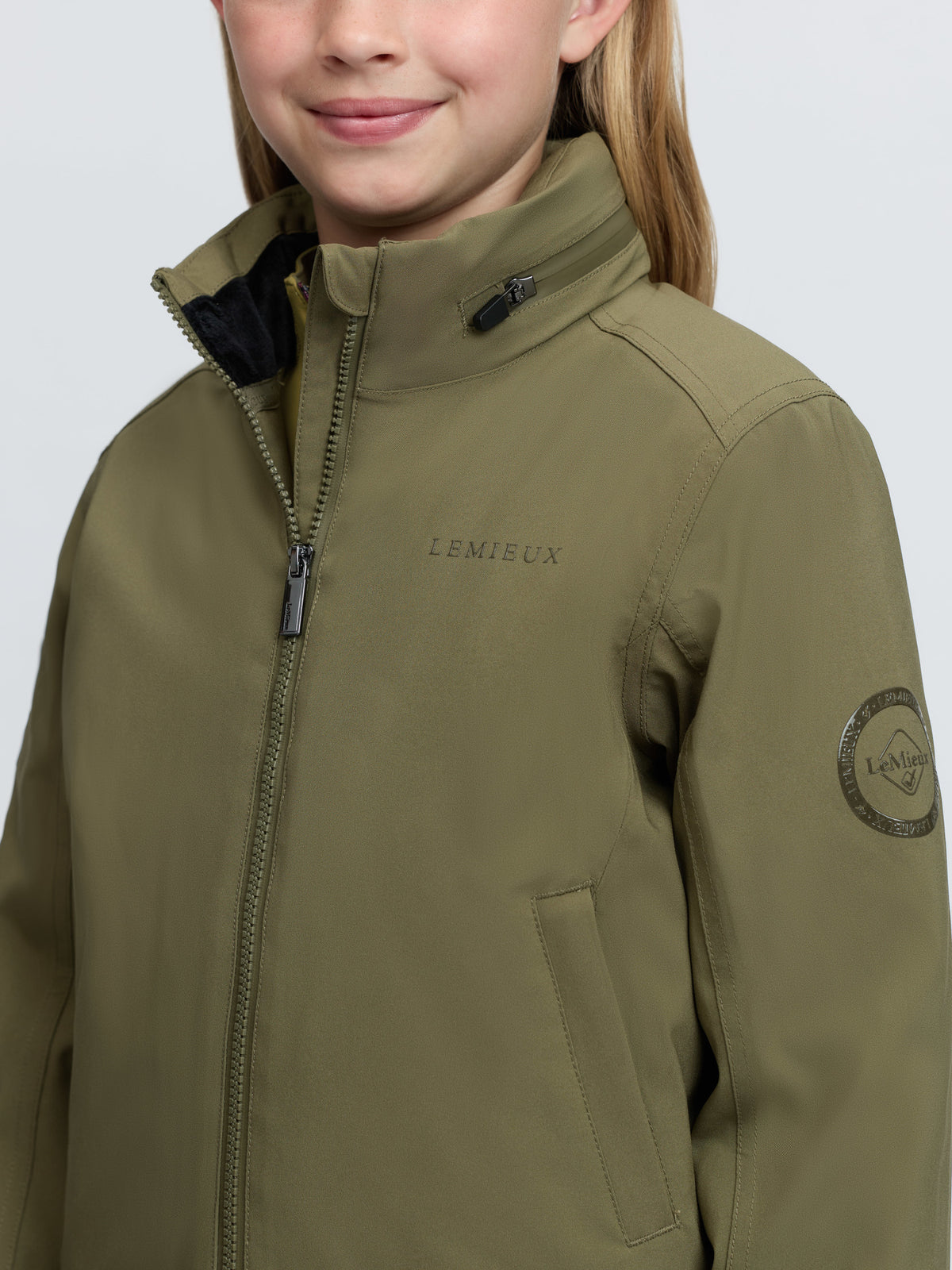 LeMieux Young Rider Clarissa Crew Jacket in Willow Green - Waterproof Kids Equestrian