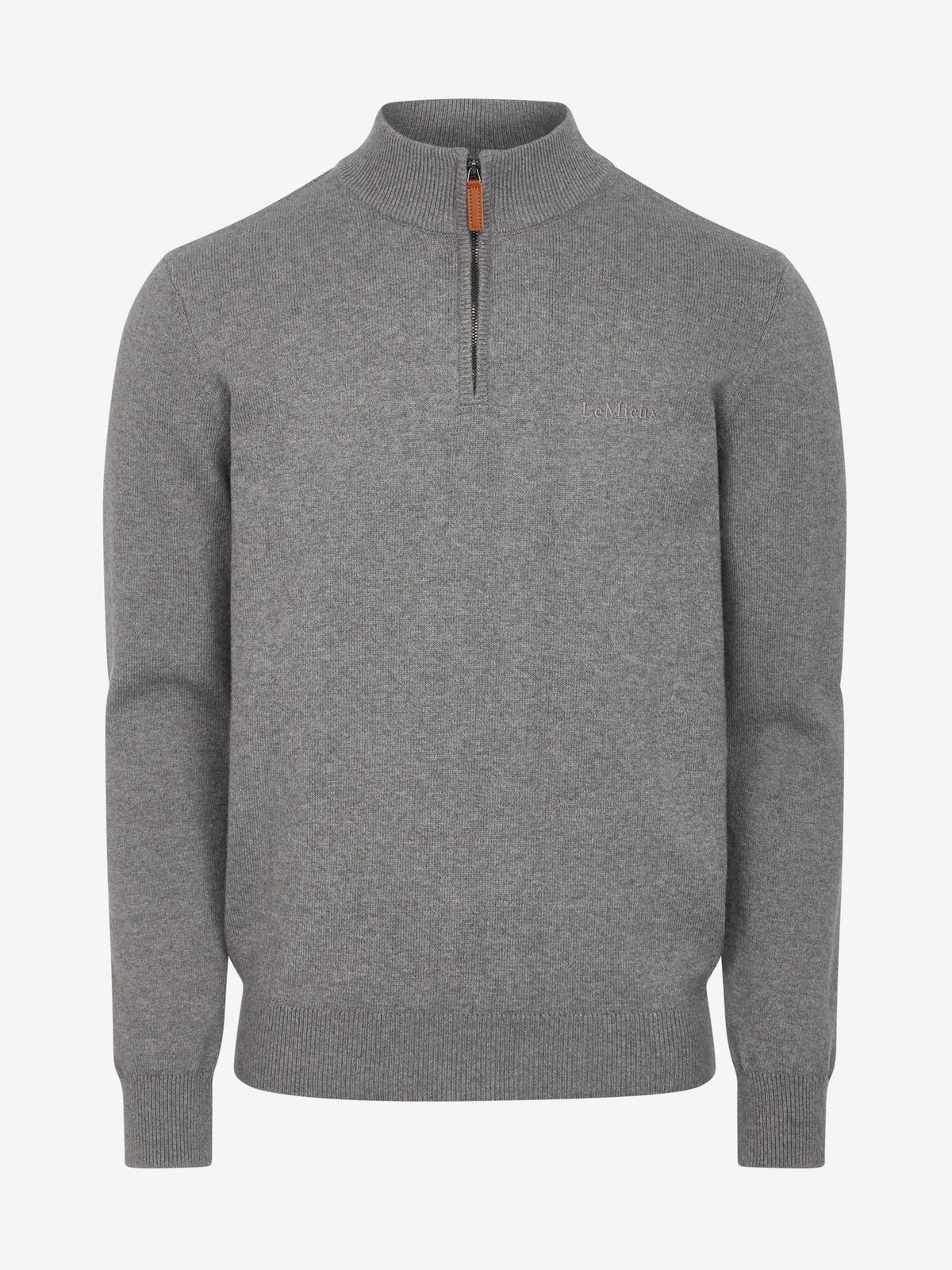LeMieux Mens Quarter Zip Knit Grey