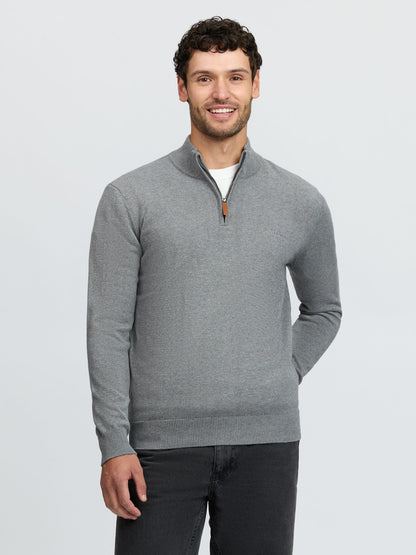 LeMieux Mens Quarter Zip Knit Grey
