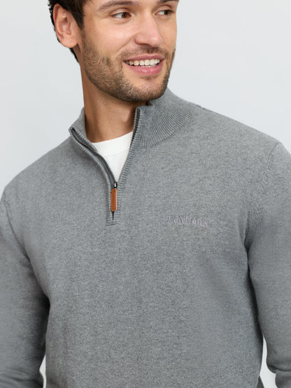 LeMieux Mens Quarter Zip Knit Grey