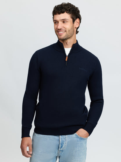 LeMieux Mens Quarter Zip Knit Navy