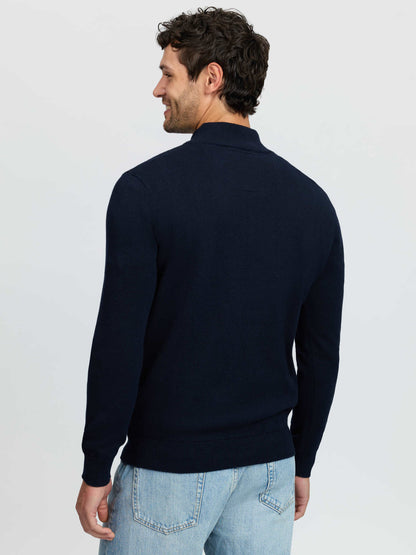 LeMieux Mens Quarter Zip Knit Navy