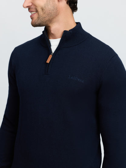 LeMieux Mens Quarter Zip Knit Navy