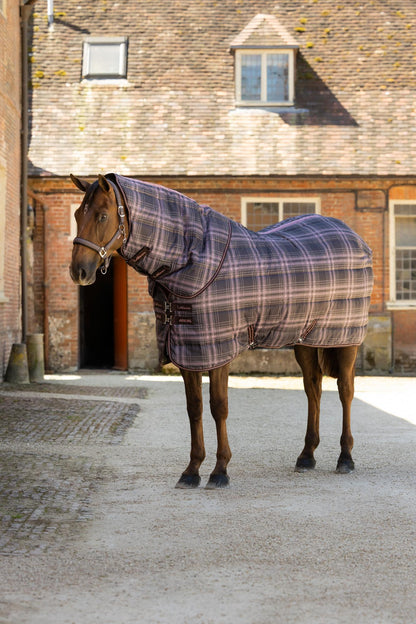 LeMieux Arika Heritage Check 100g horse stable rug with detachable neck in Cocoa