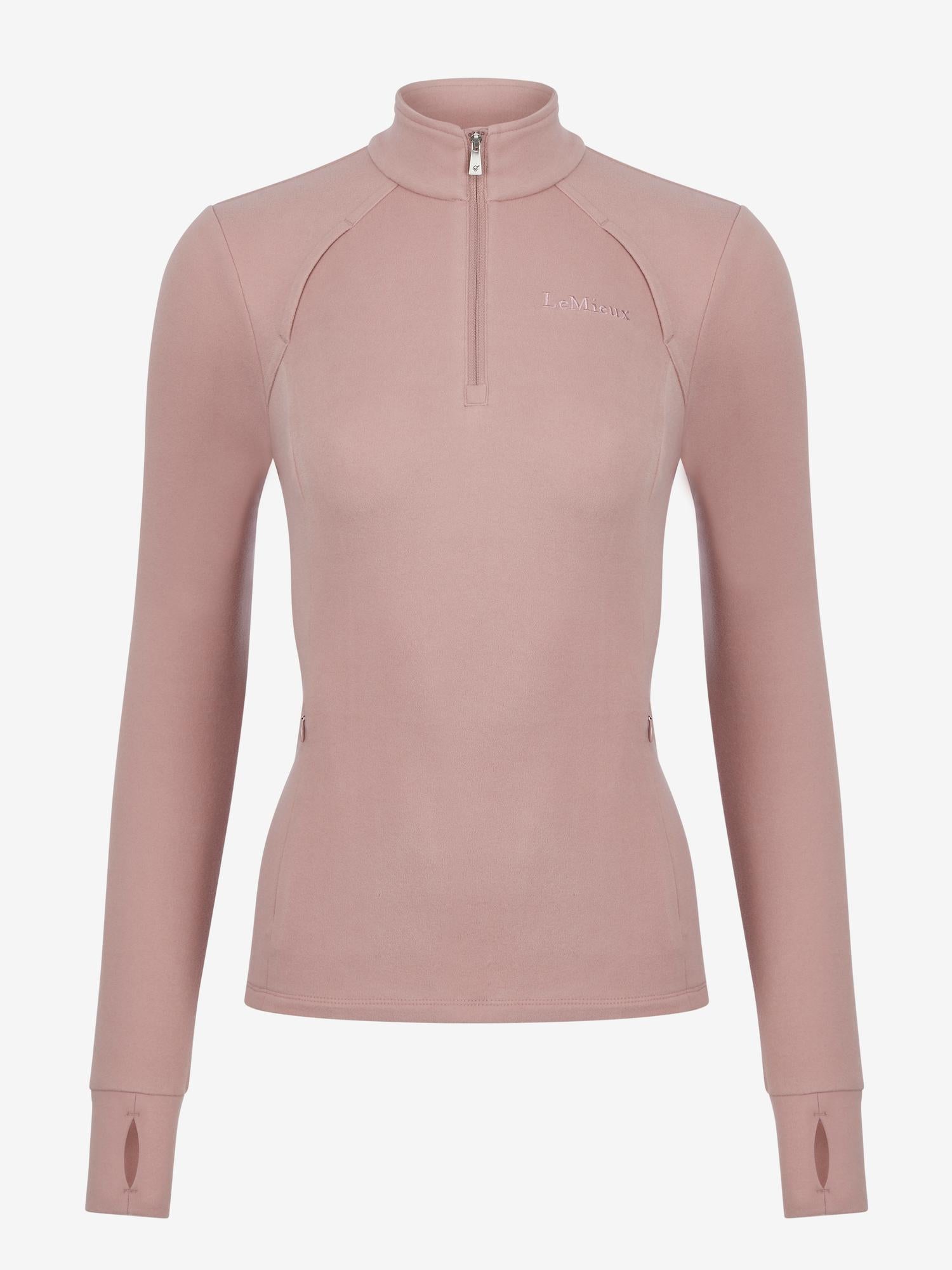 LeMieux Frances Quarter Zip Fleece Wild Rose - Lightweight equestrian pullover with thumbholes.