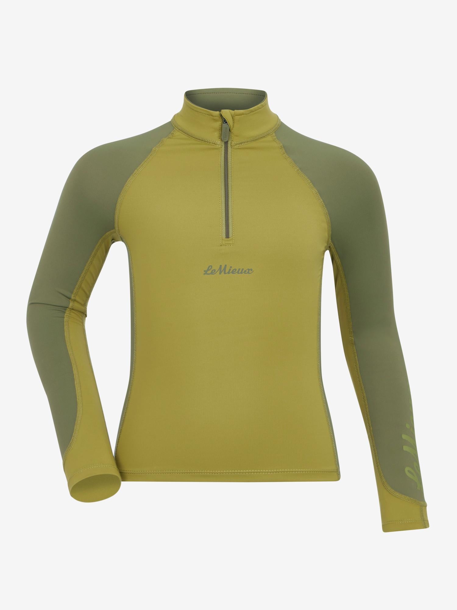 LeMieux kids gooseberry/willow long sleeve zip neck base layer riding top