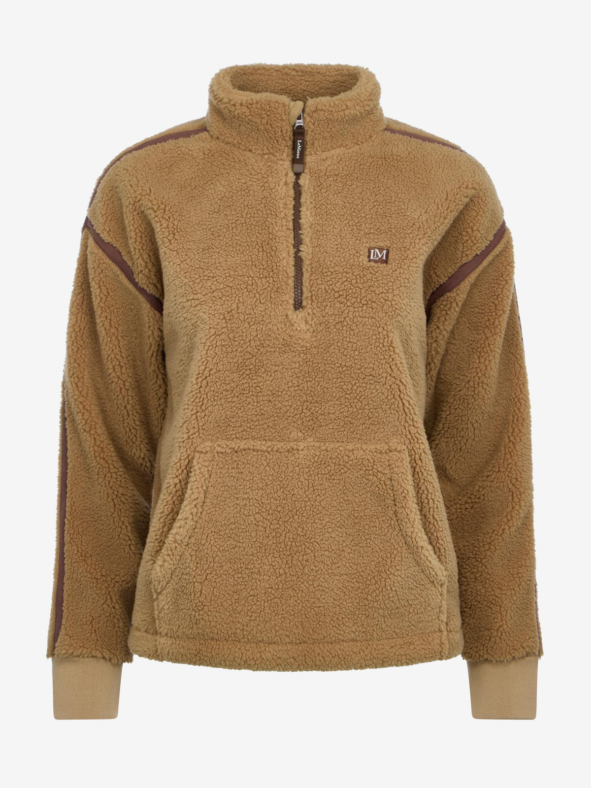 Lemieux Avery Teddy Quarter Zip Fleece Jacket in Caramel - cosy sherpa, equestrian style